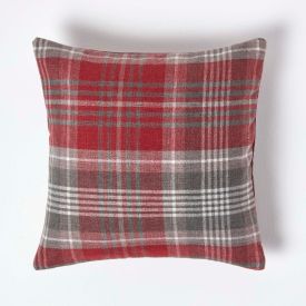 Red Tartan Woven Check Cushion Cover