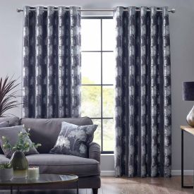 Charcoal Enchanted Forest Eyelet Curtain Pair 
