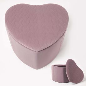 Arundel Heart-Shaped Velvet Footstool with Storage, Pink