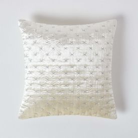 Cream Crushed Velvet Cushion Cover, 40 x 40 cm