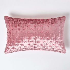 Blush Pink Crushed Velvet Rectangular Cushion Cover, 30 x 50 cm