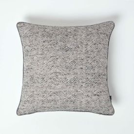 Woven Slub Grey Filled Cushion, 43 x 43 cm