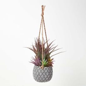 Artifical Hanging Succulents in Grey Pot