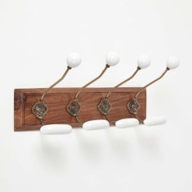 Homescapes Brown Cast Iron Coat Hooks With Decorative Swirl Design