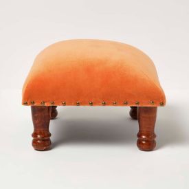 Mable Burnt Orange Velvet Footstool