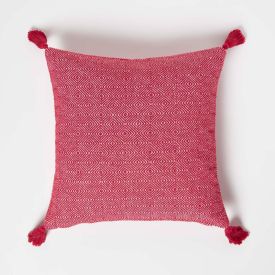 Porto Handwoven Red Geometric Kilim Cushion 45 x 45 cm