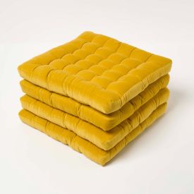 Mustard Yellow Quilted Velvet Chair Pad