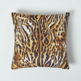 Tiger Print Velvet Filled Cushion 46 x 46 cm
