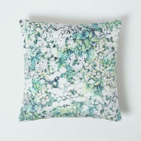 Floral Garden Green Velvet Filled Cushion 46 x 46 cm