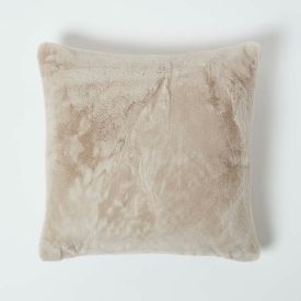 Soft Touch Faux Fur Taupe Filled Cushion 46 x 46 cm