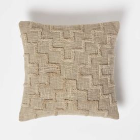 Geometric Beige Tufted Cotton Cushion 45 x 45 cm