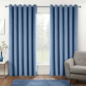 Thermal 100% Blackout Blue Velvet Curtains