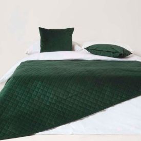 Diamond Quilted Green Velvet Bed Throw