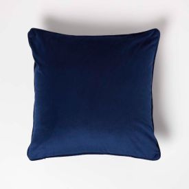 Navy Filled Velvet Cushion with Piped Edge 46 x 46 cm
