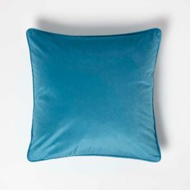 Teal Filled Velvet Cushion with Piped Edge 46 x 46 cm