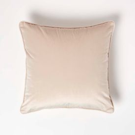 Cream Filled Velvet Cushion with Piped Edge 46 x 46 cm
