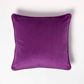 Purple Filled Velvet Cushion with Piped Edge 46 x 46 cm