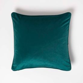 Green Filled Velvet Cushion with Piped Edge 46 x 46 cm