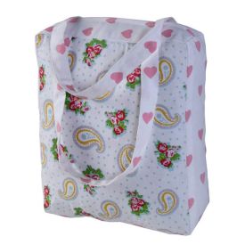 Cotton Paisley & Hearts Design Shopping/Shoulder Bag