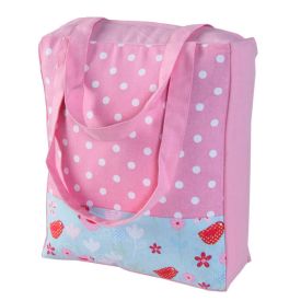 Cotton Polka Pink & Birds Design Shopping Bag, 27 x 32 x 11 cm