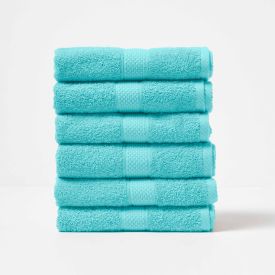 Turkish Cotton Hand Towel Set, Aqua 