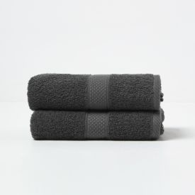 Turkish Cotton Hand Towel Set of 2, Black