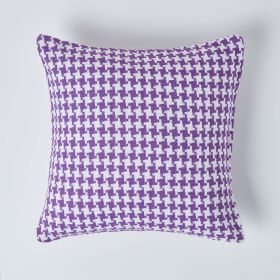 Houndstooth 100% Cotton Cushion Cover Purple
