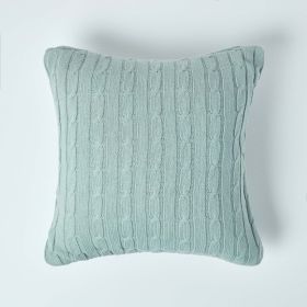 Cotton Cable Knit Duck Egg Blue Cushion Cover, 45 x 45 cm