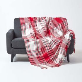 Red Tartan Pattern Sofa and Bed Throw