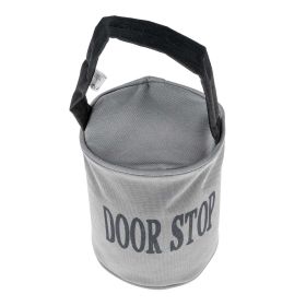 Grey and Black Filled Fabric Door Stop with Handle 