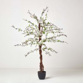 Artificial Blossom Tree with Cream Silk Flowers - 5 Feet 
