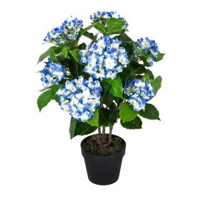 Blue Hydrangea Bush Artificial Plant with Pot, 70 cm