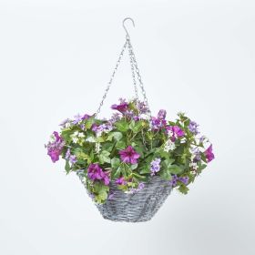 Purple & White Petunia Hanging Basket, 58 cm