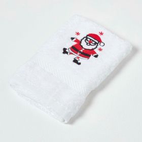 Santa Embroidered 100% Cotton Small Christmas Towel