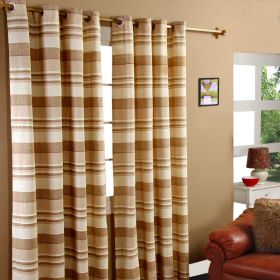 Cotton Morocco Striped Beige Curtain Pair