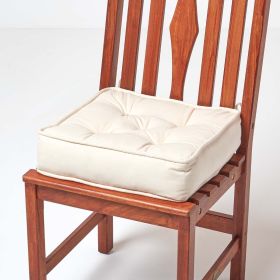 Cream Cotton Dining Chair Booster Cushion