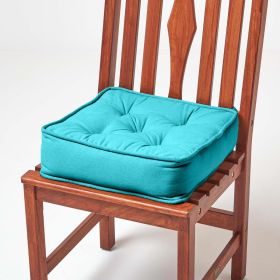 Cotton Dining Chair Booster Cushion Teal 