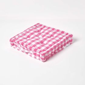 Pink Block Check Cotton Gingham Floor Cushion