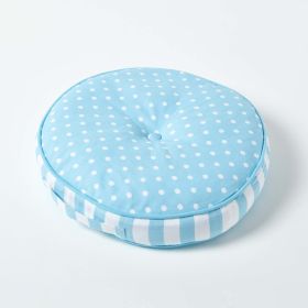 Blue & White Polka Dots Round Floor Cushion