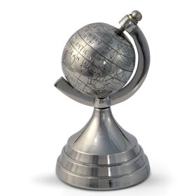 Decorative Aluminium World Globe Ornament Silver 