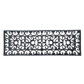Black Wrought Iron Effect Parisian Rubber Doormat 75 x 25cm