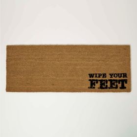 “Wipe Your Feet” Coir Double Door Mat Runner 120 x 45 cm