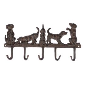 Brown Cast Iron Wall Mounted Hooks with Decorative Dogs 