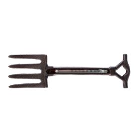 Brown Wall Mounted Cast Iron Garden Fork Thermometer