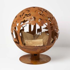 Decorative Fire Pit Globe with Laser Cut Woodland Scene