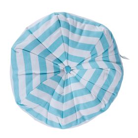 Blue and White Stripe Pleated Round Floor Cushion 