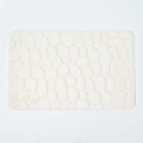Memory Foam Off White Bath Mat Pebble Design Non-Slip Backing