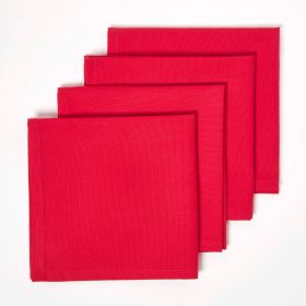 Christmas Red Cotton Fabric 4 Napkins Set