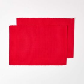 Cotton Plain Red Pack of 2 Placemats