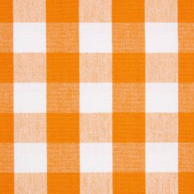 Cotton Block Check Orange Gingham Fabric 150cm Wide